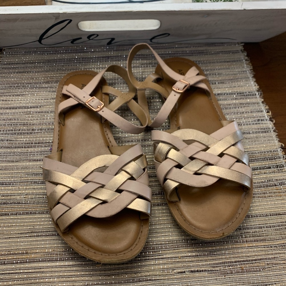 Gold and rose gold strap sandal